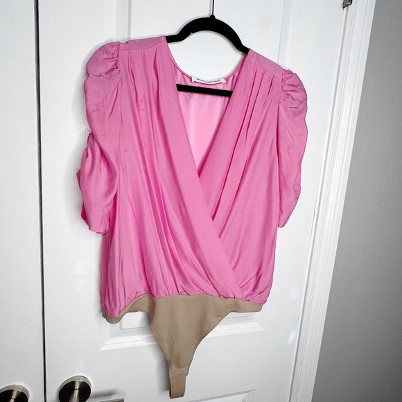 Amanda Uprichard Arabella Bodysuit Pompei Pink Size Large Silk - Picture 6 of 9